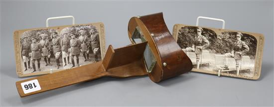 A stereo viewer and World War I related stereo cards